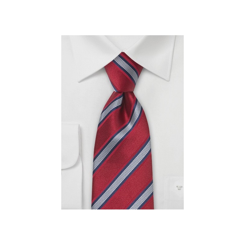 Cardinal Red Striped Silk Tie