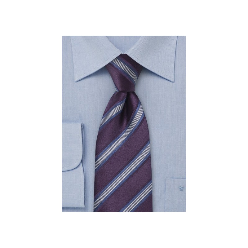 Purple and Blue Striped Silk Tie