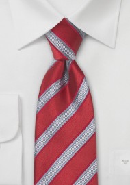Bright Red and Gray Striped Tie