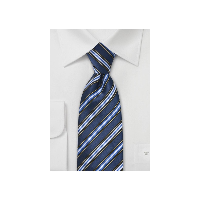 Elegant Navy Blue Striped Tie