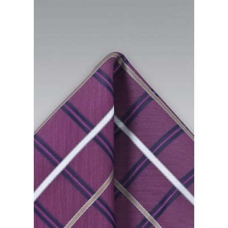 Purple Checkered Pocket Square
