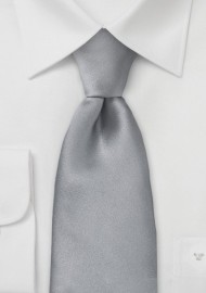 Solid Bright Silver Silk Tie