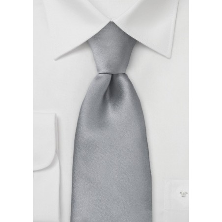 Solid Bright Silver Silk Tie