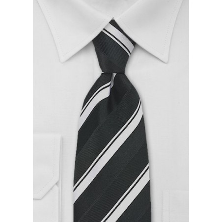Charcoal Silver Striped Tie