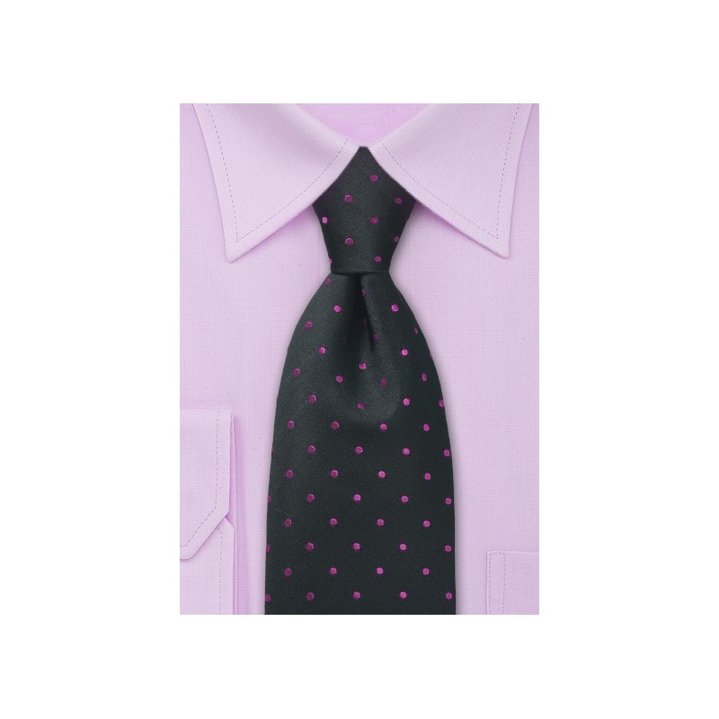 Pink and Black Polka Dot Tie