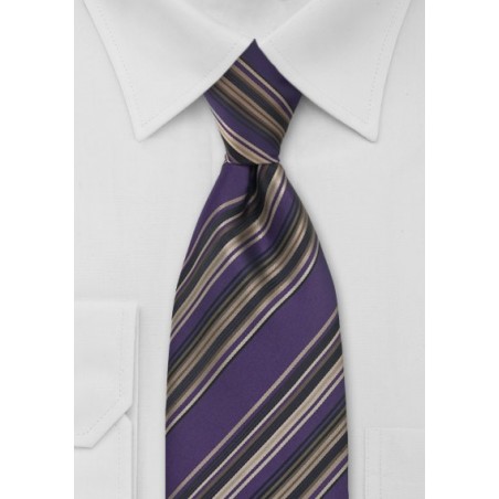 Purple and Brown Striped Tie
