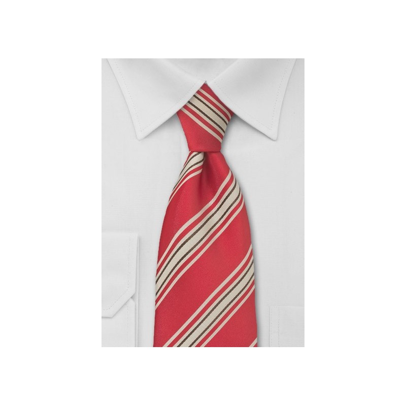 Red and Tan Striped Tie