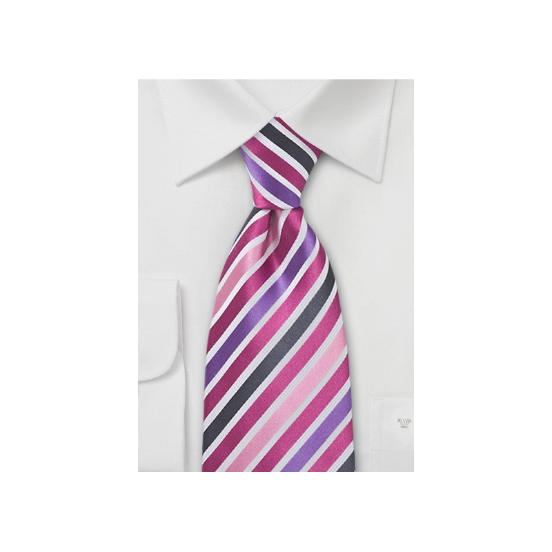 Pink and Purple Striped Necktie