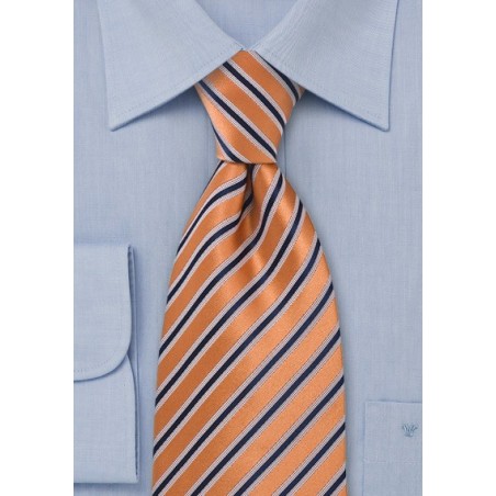 Orange and Navy Striped Tie