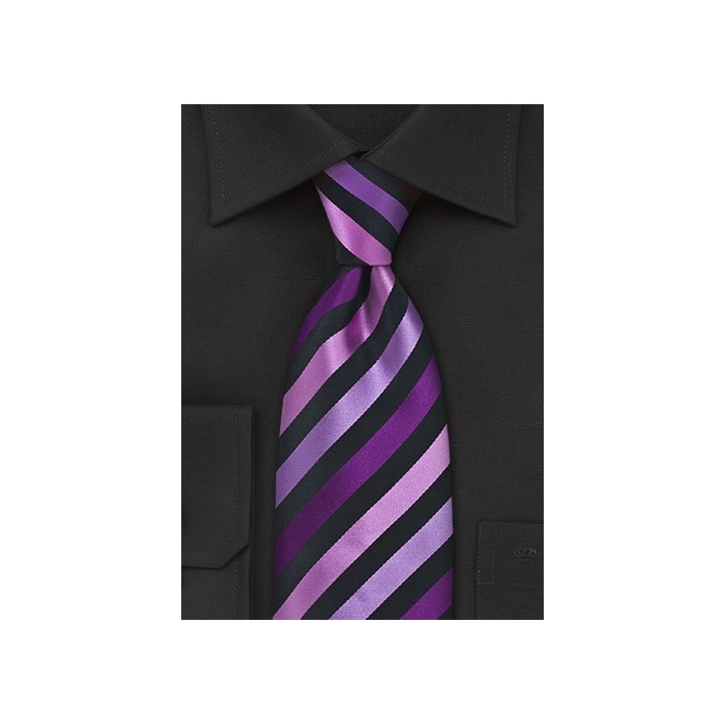 Purple and Black Striped Tie