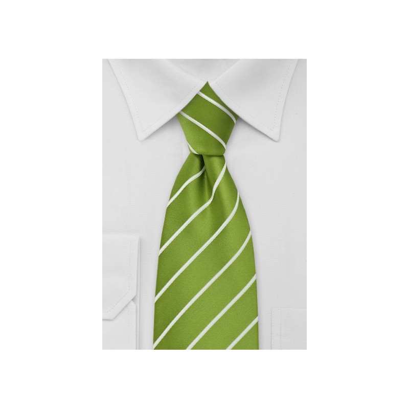 XL Chartreuse Green Striped Tie