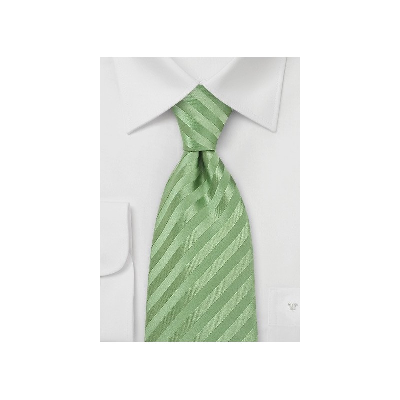 Light Green Striped Silk Tie