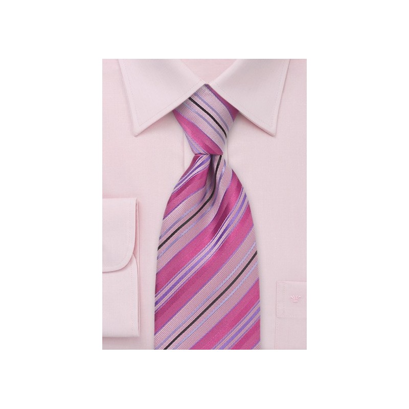Raspberry Pink Striped Tie
