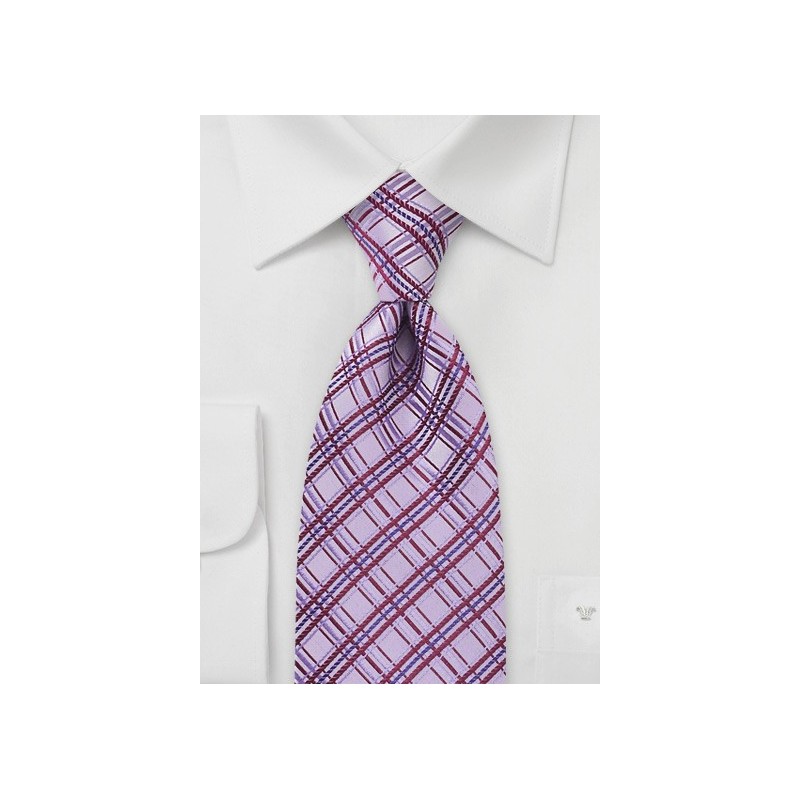 Mauve Pink Checkered Tie