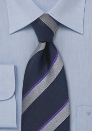 Midnight Blue Striped Necktie