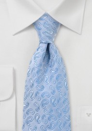Pale Blue Paisley Silk Tie