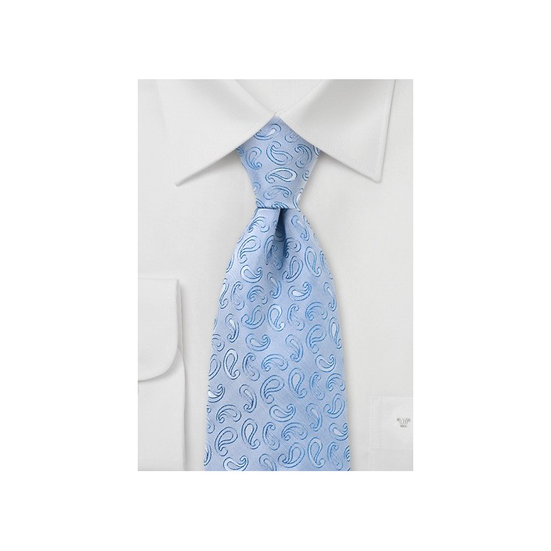 Pale Blue Paisley Silk Tie