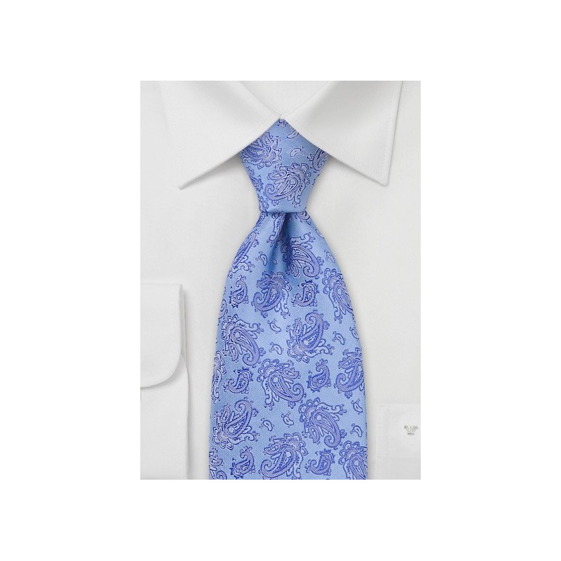 Cornflower Blue Paisley Tie
