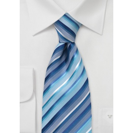 Marine Blue Striped Silk Tie