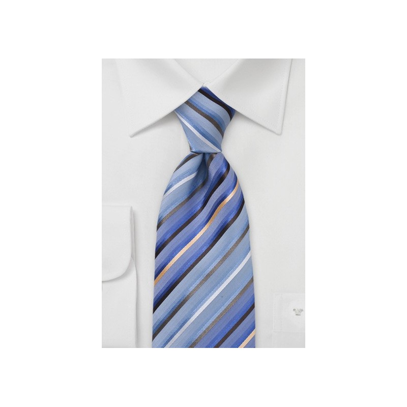 Modern Blue Striped Silk Tie