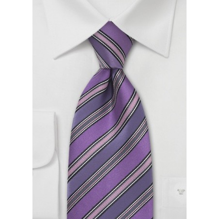 Striped Tie in Violet, Pink, Purple
