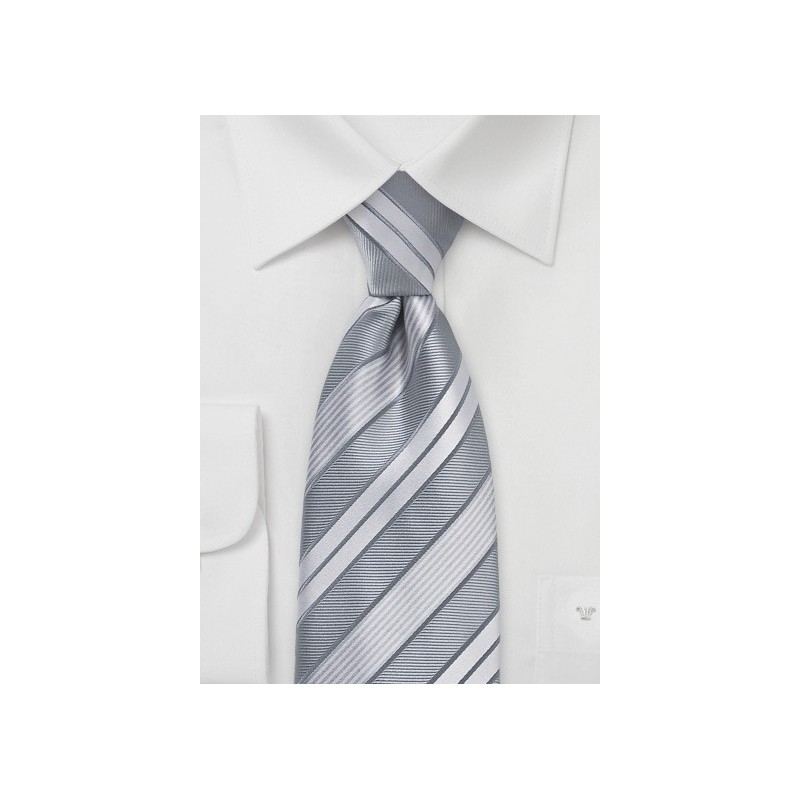Modern Silver Striped Tie