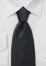 Solid Ribbed Textured Tie in Black