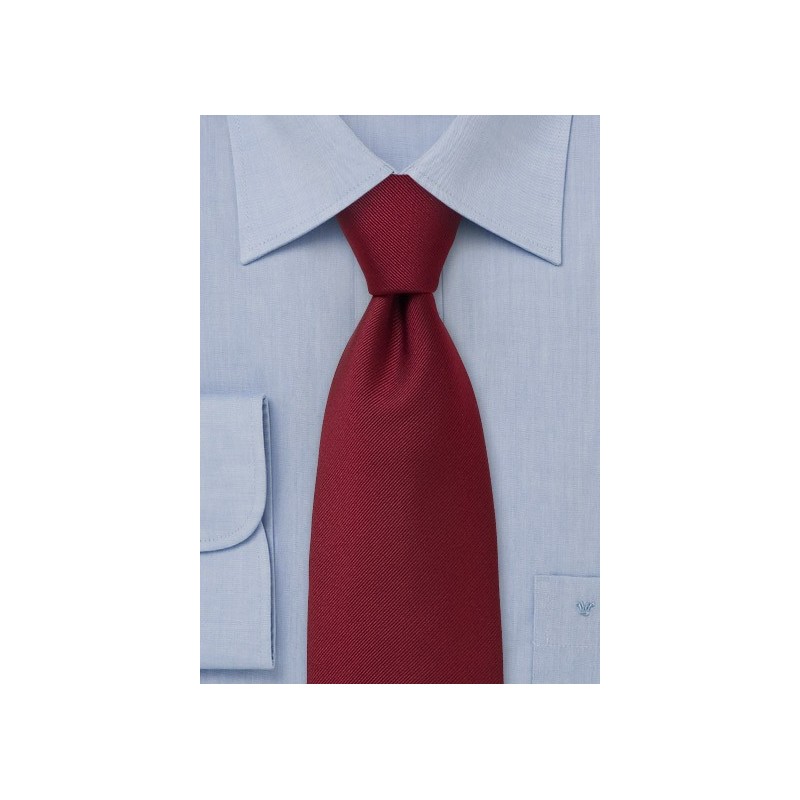 Solid Ribbed Tie in Deep Red