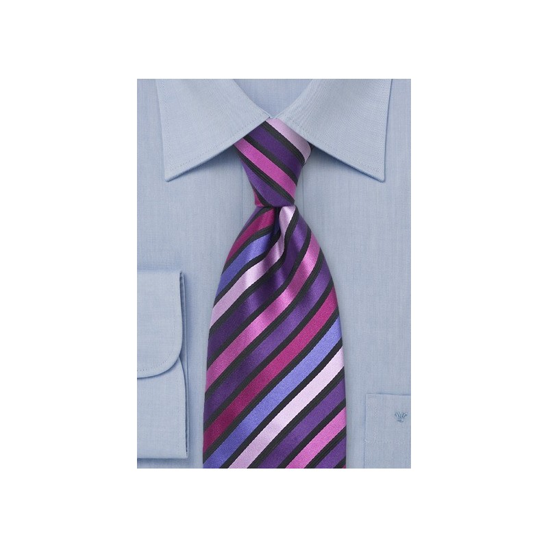 Pink, Lilac, Violet Striped Tie