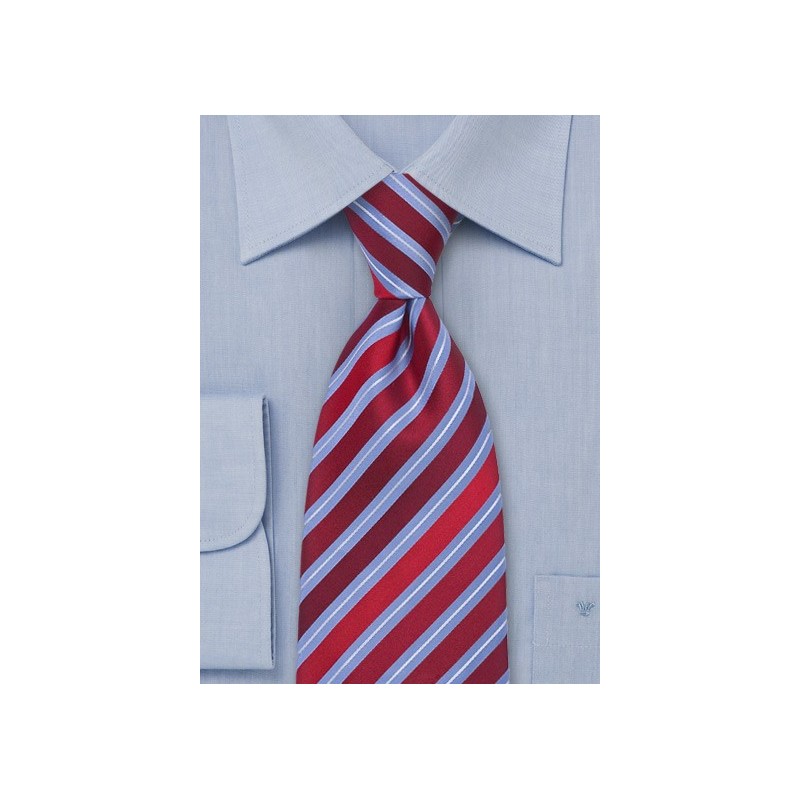Modern Red and Blue Striped Tie