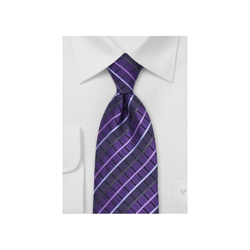 Purple Checkered Silk Tie