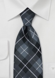 Tartan Check Tie in Black, Gray