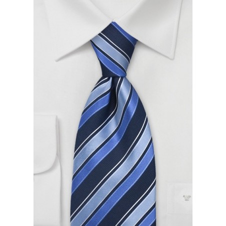 Trendy Blue Striped Silk Tie