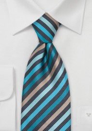 Teal, Mint-Green, and Tan Tie