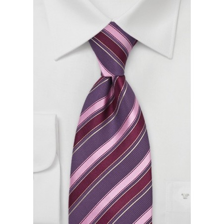 Striped Tie in Pink, Purple, Maroon