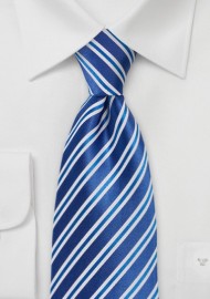 Sapphire Blue Striped Silk Tie