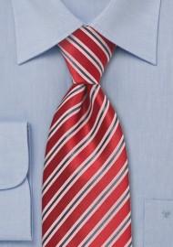 Red & Gray Striped Silk Tie