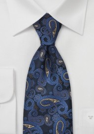 Blue & Gold Paisley Necktie