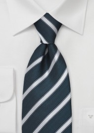Striped Tie in Teal and Silver