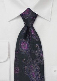Black and Sangria Paisley Tie