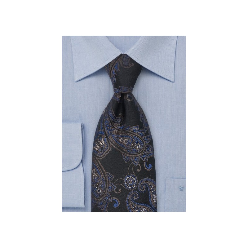 Paisley Tie in Black and Blue