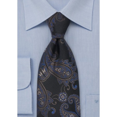 Paisley Tie in Black and Blue