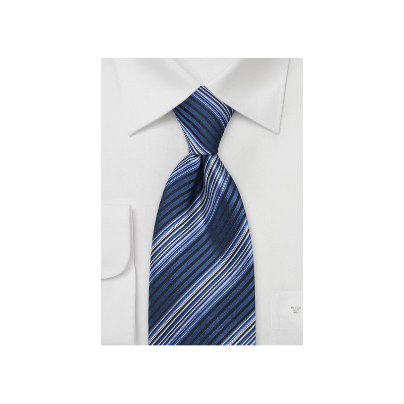 Striped Tie and Blue and Black