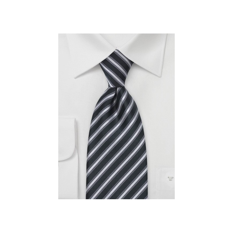 Striped Tie in Black and Grey