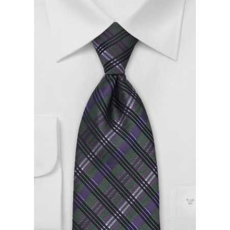 Checkered Tie in Green & Purple