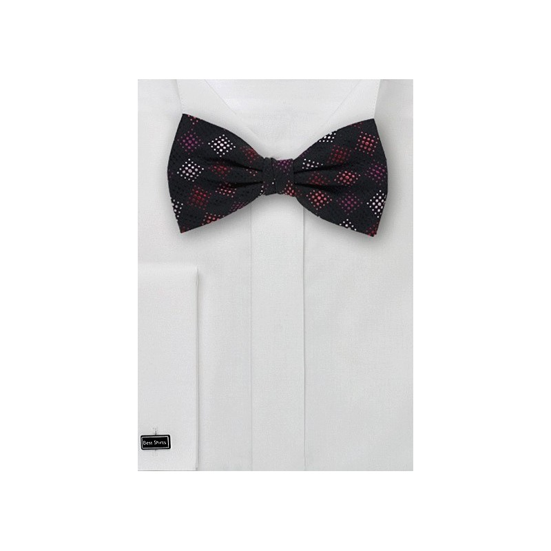 Black and Pink Patterned Bow Tie