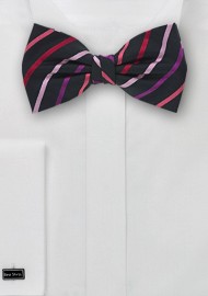 Black and Pink Striped Bow Tie