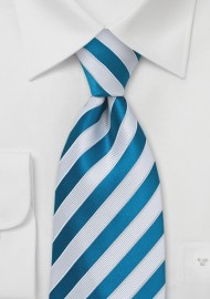 Bright Blue & White Striped Tie