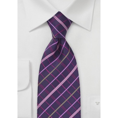 Plum Purple Plaid Tie