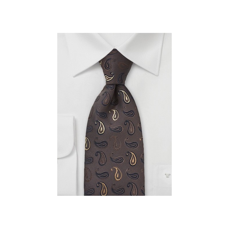 Truffle Brown Paisley Print Tie